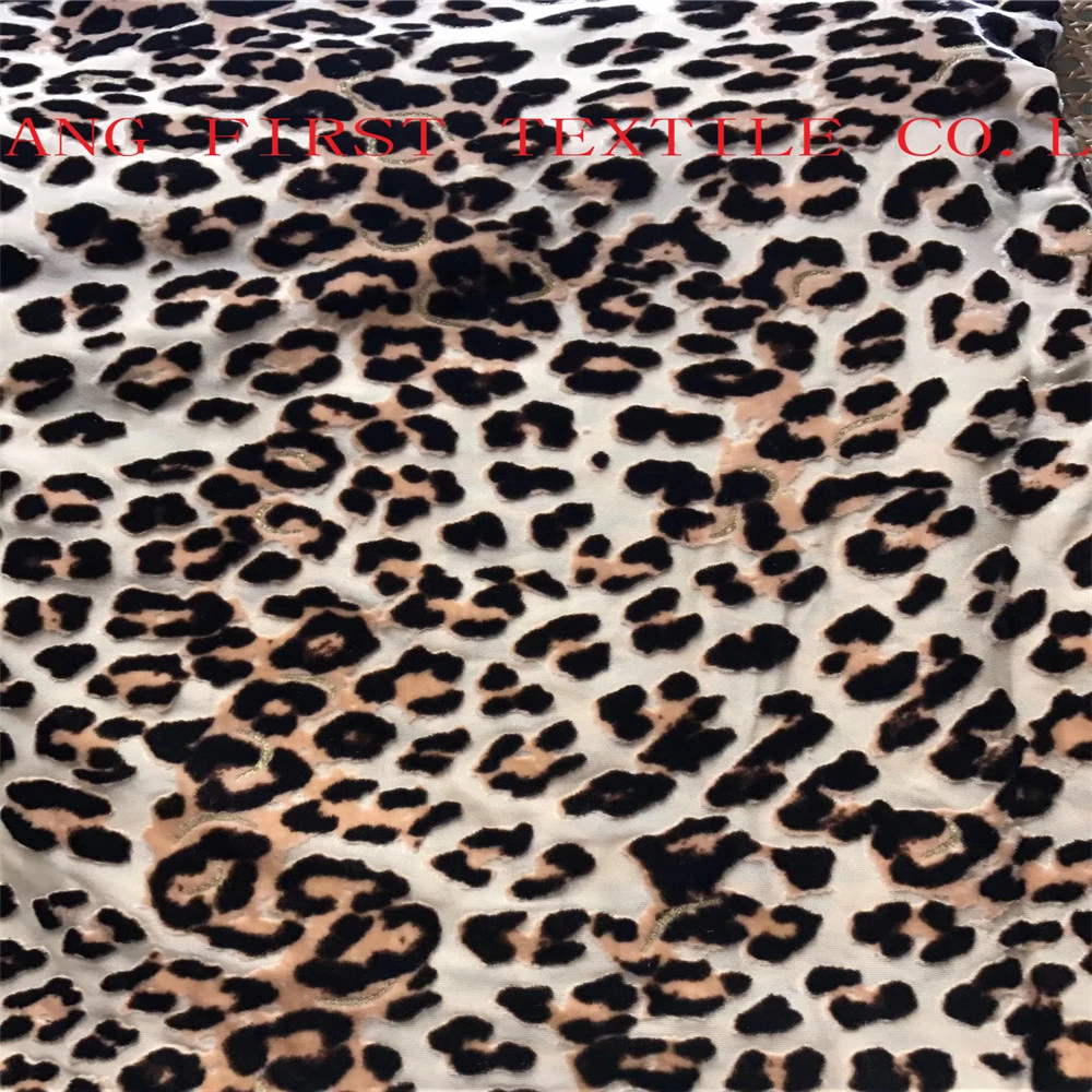 Oeko Tex 100 Certificate High Grade Quality Leopard Print Burn out Velvet Velour Fabric for Dress