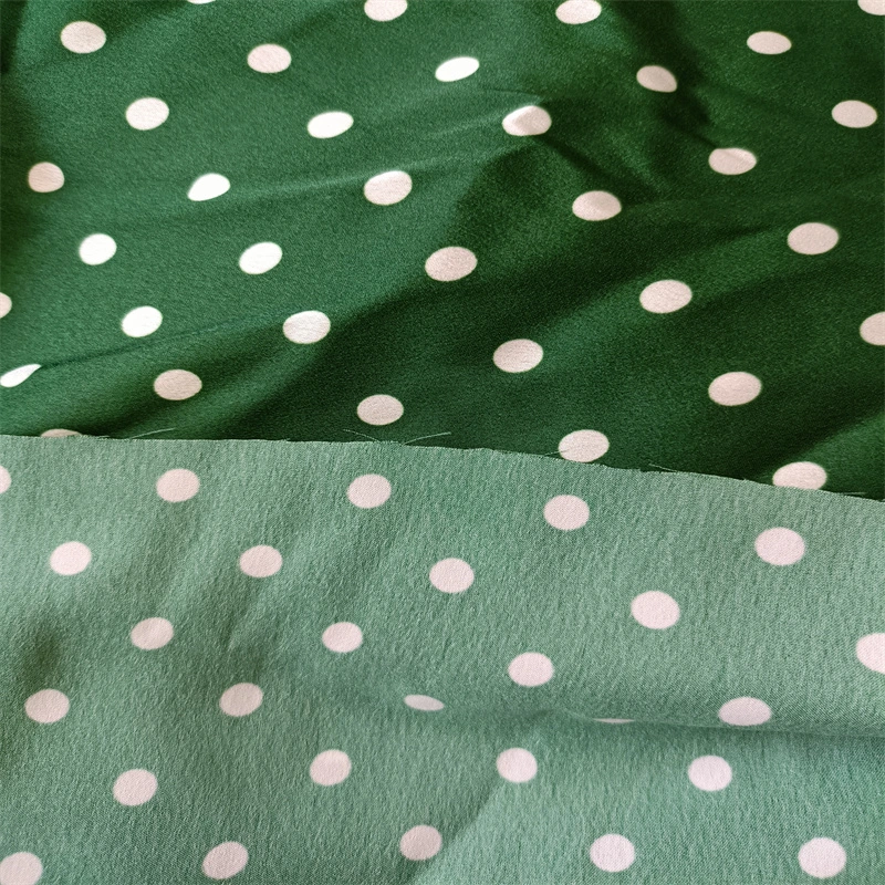 Polyester Silk Printed Polka Dots Satin Chiffon Printing Fabric