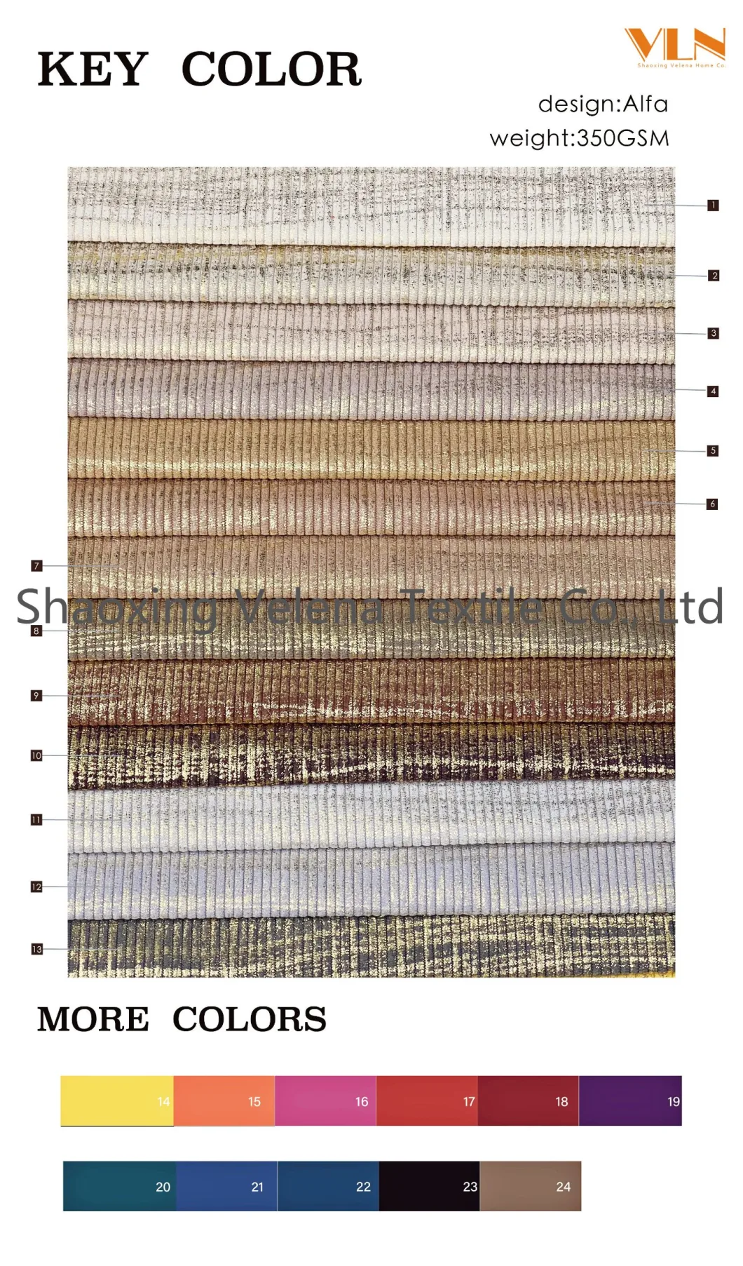 New Home Textile Soft Fabric Stripe Velvet Dyeing with Foil Upholstery Furniture Sofa Curtain Fabric China Factory Alfa