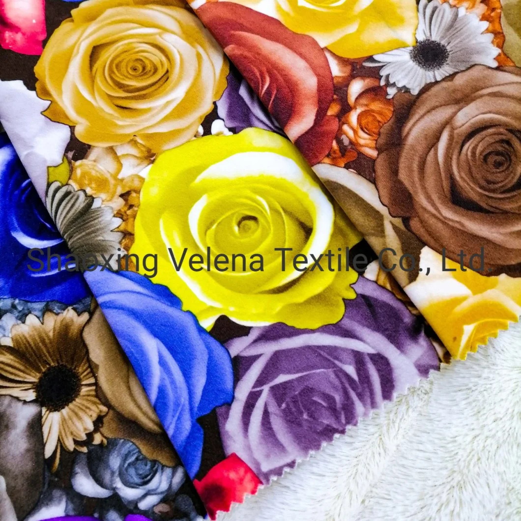High Quality Cheap Upholstery Furniture Fabric for Sofas Polyester FDY Velvet Floral Print Thick Waterproof