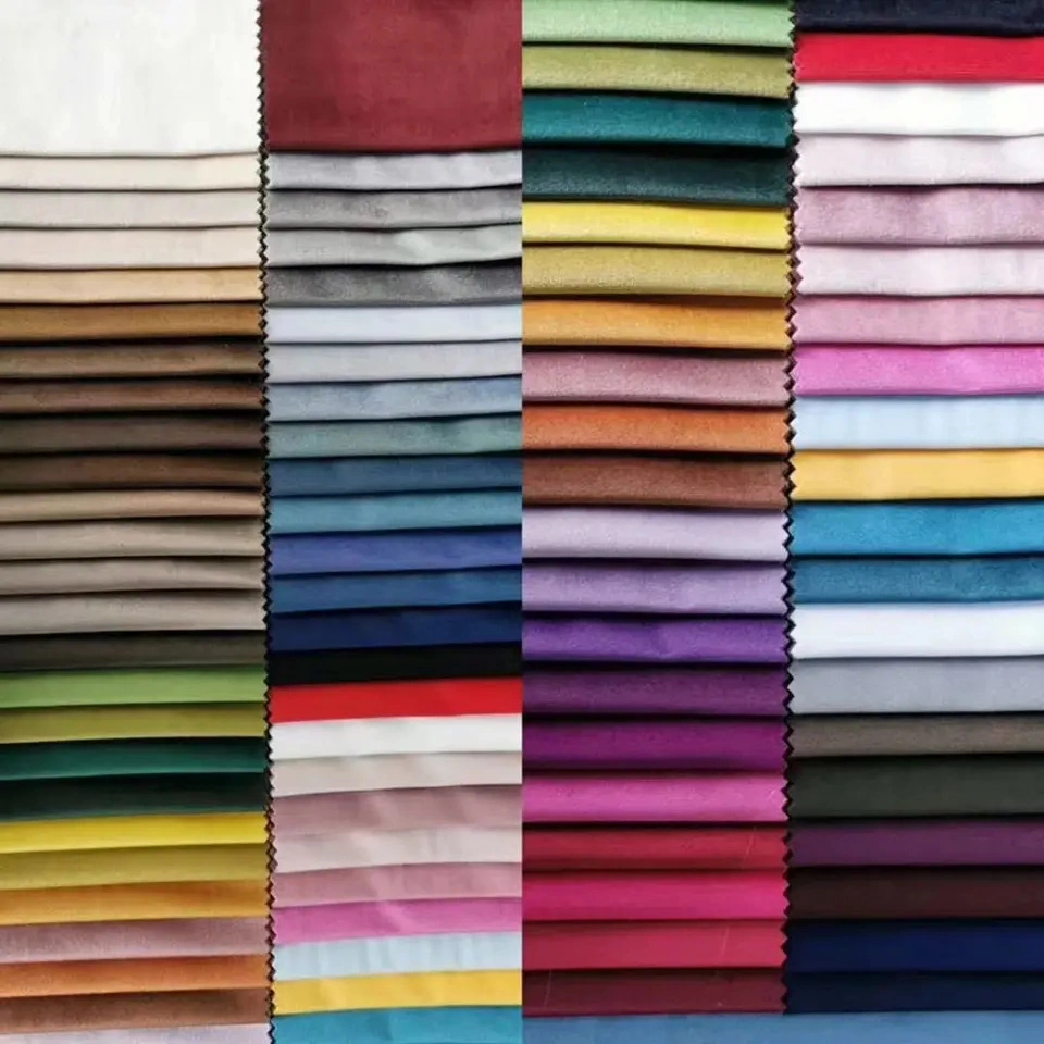 Wholesale No MOQ Factory Upholstery 100% Polyester Holland Velvet Sofa Fabric