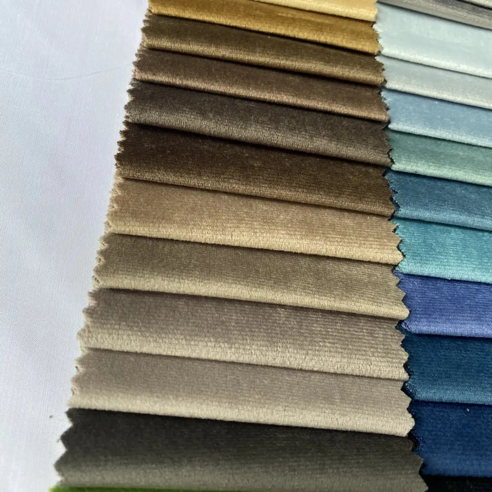 Wholesale No MOQ Factory Upholstery 100% Polyester Holland Velvet Sofa Fabric