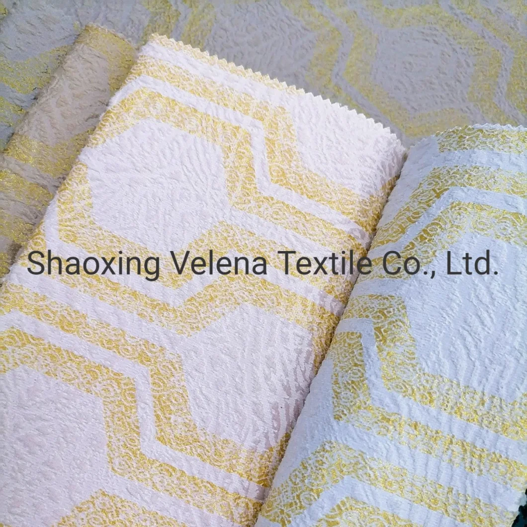 New Patteren 100% Polyester Holland Velvet Dyeing with Glue Emboss and Bronzing Living Room China Sofa Curtain Upholstery Furniture Fabric