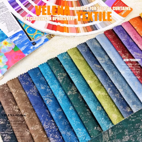 New Home Textile Soft Fabric Holland Velvet Dyeing with Print and Foil Upholstery Furniture Sofa Curtain Fabric China Factory 8
